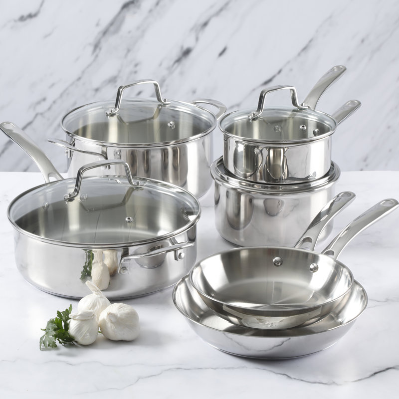Martha Stewart 10 Pieces Stainless Steel Cookware Set & Reviews Wayfair